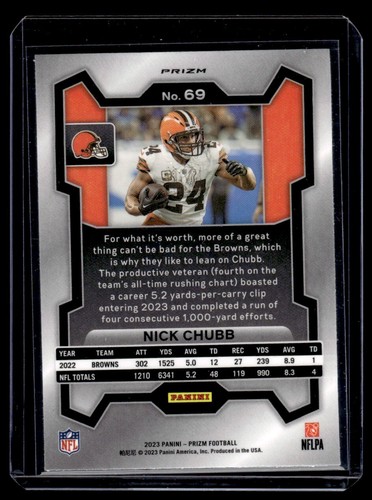 2023 Panini Prizm Nick Chubb Cleveland Browns #69 - Picture 2 of 2