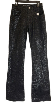 z REVOLT Black On Black Leopard Mid-Rise Pants 24 X 31 WT