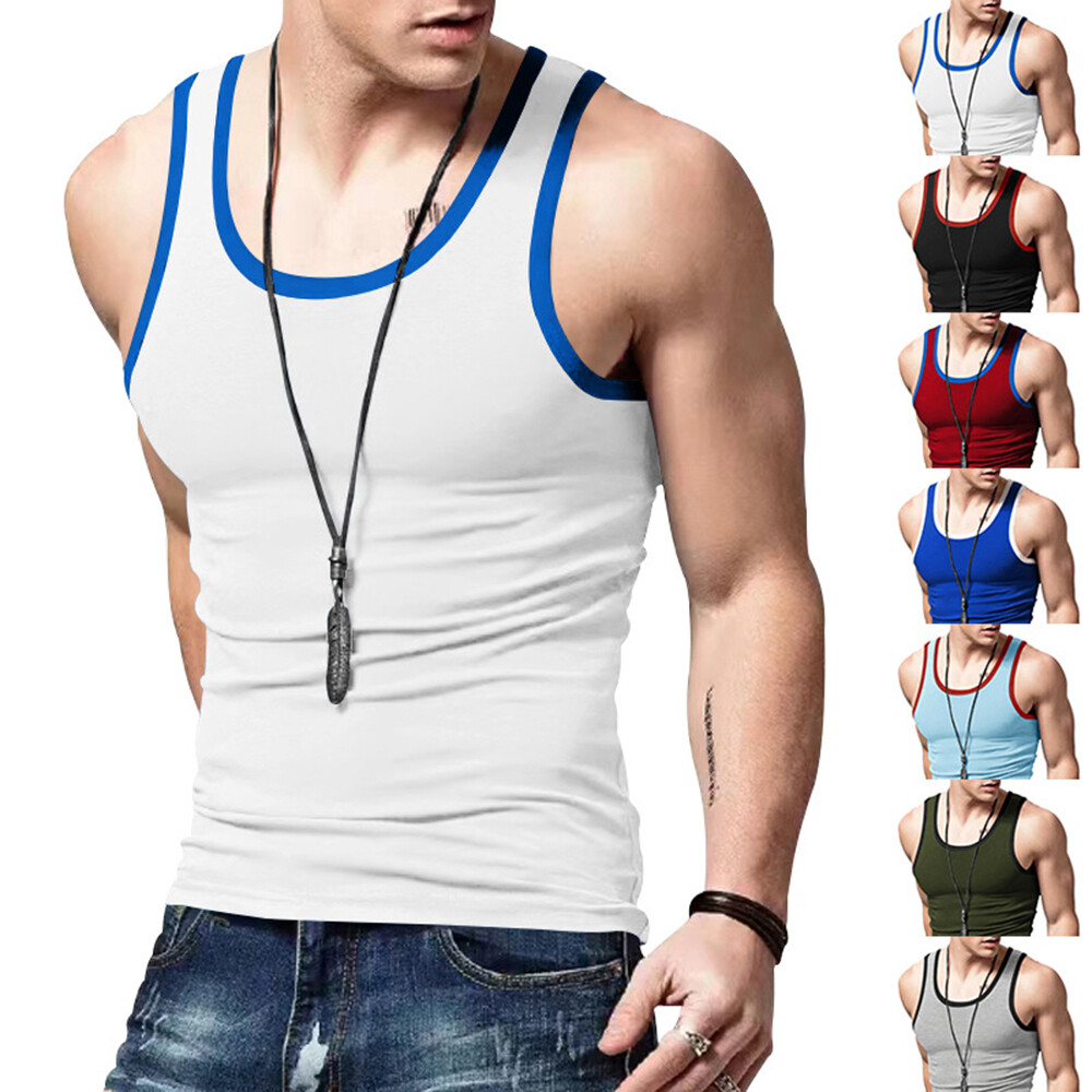 Thin Sports Gym Vest Men Sleeveless Fitness Shirts Crew Neck Soft Tops Summer