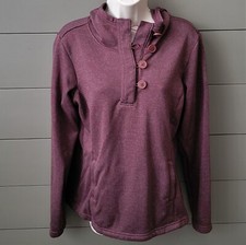 Columbia Hoodie Sweater Pullover 4 Loop Button Pocket Maroon Womens Medium EUC