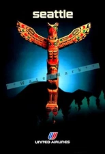 Seattle Washington 1982 Air Travel Vintage Poster Print Retro Style Wall Art