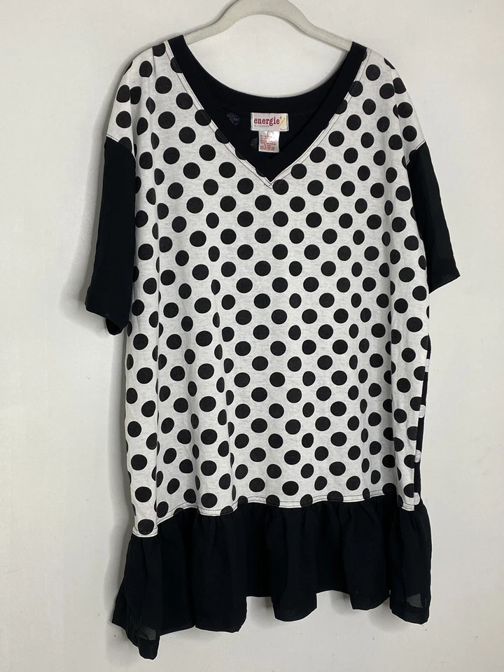 Винтажное платье-кукла ENERGIE BI CURRENTS 90-е в горошек с коротким рукавом размер L M2 - Изображение 2 из 4