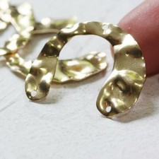 10 Pieces Raw Brass Waved-Textured Charm-U Shape with 3 Holes-30x25mm CW-4183C