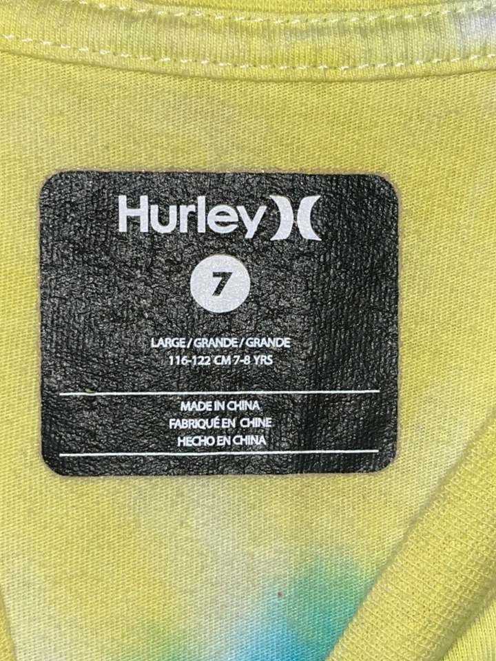 Hurley Kids Tie-Dye T-Shirt Large 7 Cotton Blend Multicolor Spiral Design Short - Image 2 of 4