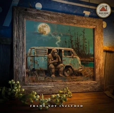 Sasquatch Art Print Bigfoot Smoking Marijuana Poster Artwork Wall Decor Gift