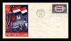 US COVER NETHERLANDS OVERRUN COUNTRIES FDC SCOTT 913 THERMOGRAPHED CACHET