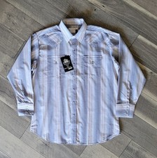 Panhandle Slim Pearl Snap Western Shirt XL Blue Plaid Ranch  Town USA VTG 17/34