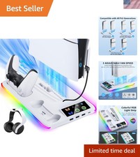Elegant PS5 Cooling Charging Station with RGB Lights Dual Controller Charger