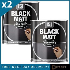 2 x MATT BLACK NON-DRIP PAINT 300ML FAST DRYING INDOOR OUTDOOR HIGH PERFORMANCE