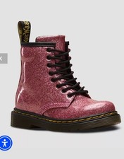 Dr. Martens Core Kids Dark Pink Lace Up 1460 Glitter Boots Kids Size 8