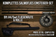 🎣 NUOVO! Set completo di 4 canne da mosca 9' #5 - pronto all'uso (Salmofl