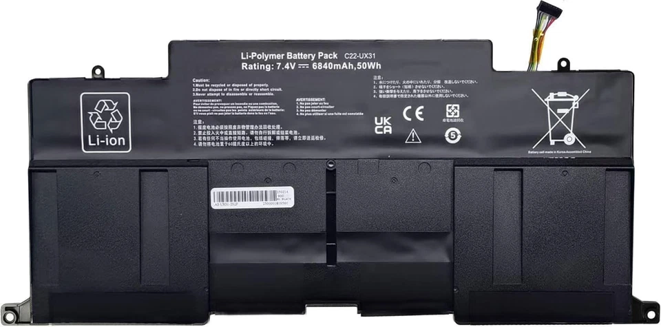AKKU FÜR ASUS ZENBOOK UX31 / UX31A / UX31E SERIES - C22-UX31 - 7.4V 50Wh - Bild 4 von 4