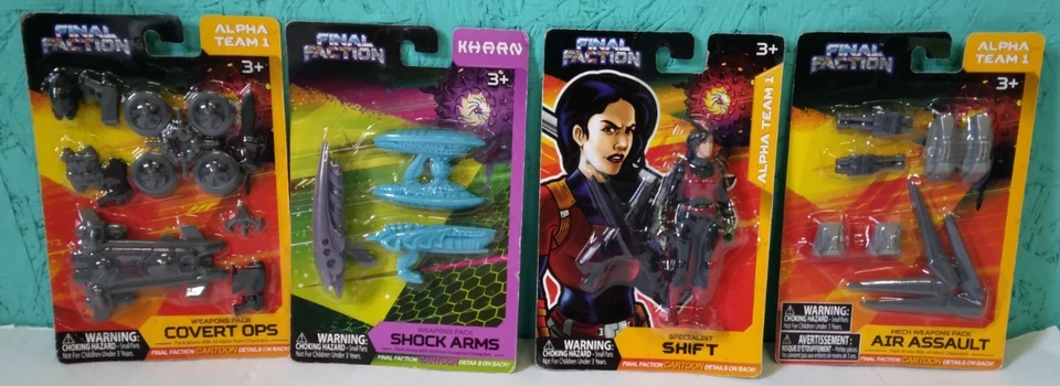 Lote de 4 figuras de acción Final Faction 3 Alpha Team 1 y 1 Kharn Shock Arms Air-A4 Foto 2 de 4