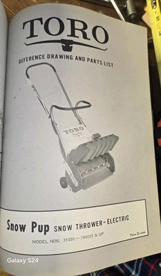 #ad #ad Toro MODEL 31451 700001 UP snow pup snow thrower ELECTRIC Parts Catalog $13.99