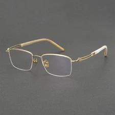 Luxury Natural Buffalo Horn Eyeglasses frames Half rim RX able Glasses 54-20-148