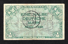 1948 GERMANY (WEST) ~ 1/2 DEUTSCHE MARK ~ P-1d ~ BERLIN STAMPED & PERFORATED  B 