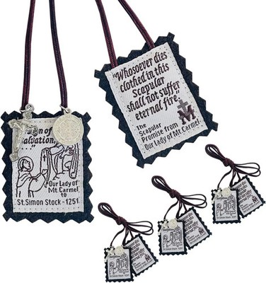Scapulars Catholic,3 Pack Bulk Brown Scapular Of Our Lady Of Mount Carmel, Escap