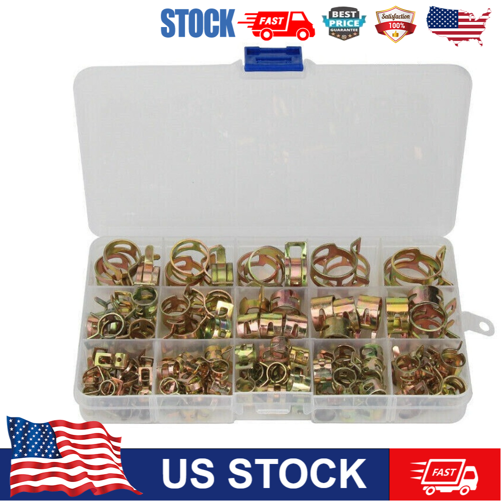 115-Piece Hose Spring Clamps Kit for Fuel Water Air Pipes 6-22mm