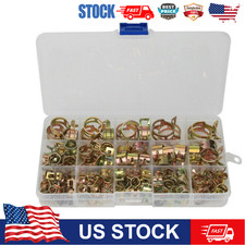 115x Hose Spring Clamps 6-22mm Fastener Fuel Water Line Pipe Air Tube Clips Kit