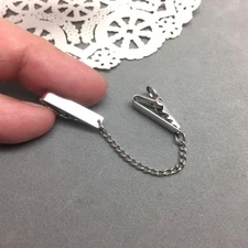 Sterling Silver Collar Sweater Cloak Cape Clip High Polish Bar Swag Chain Plain