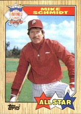 Mike Schmidt 1987 Topps #597 Philadelphia Phillies FREE SHIPPING AutographDen