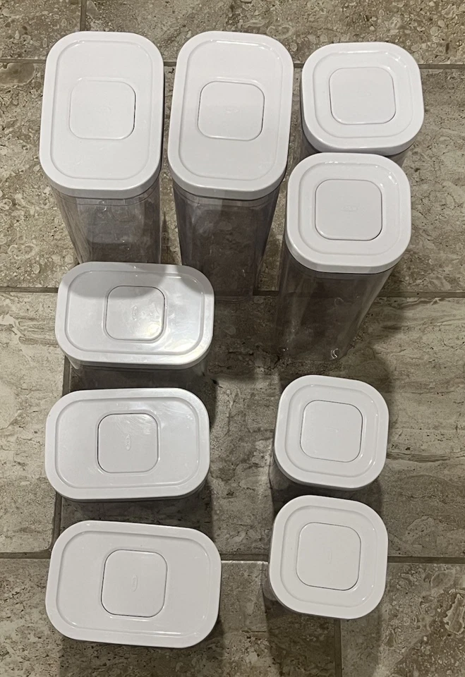OXO White Plastic Pop Top Containers Set Of 8 - FREE SHIP! - Image 3 of 4
