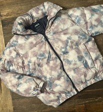 ZARA Girls Puffer Jacket Size 9/10 140cm Pastel Tie Dye Zip Up Coat