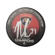 Nick Cousins Signed Florida Panthers 2024 Stanley Cup Champions Puck Beckett