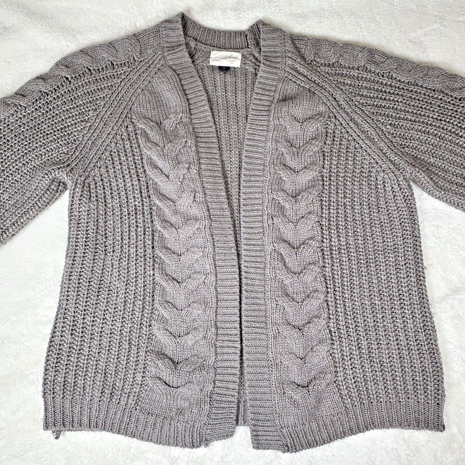 Universal Thread Gray Cable Knit Open Cardigan Sw… - image 2