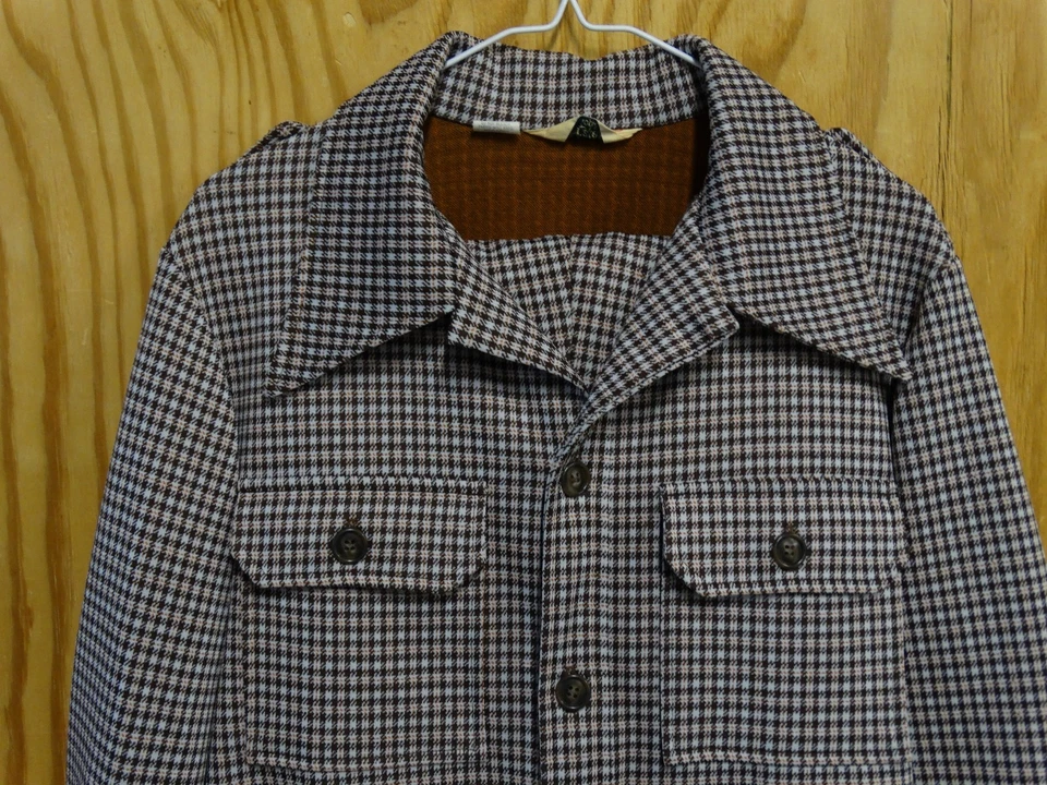 Traje de Ocio Vintage Levis Panatela Marrón Blanco Pata de Gallo Retro Grande 34x32 Foto 2 de 4