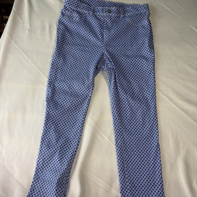 Rafaella Comfort Womens Pants Size 10 Blue White Diamond Pattern Stretch Golf