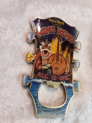 Hard Rock Cafe Bottle Opener Magnet Headstock Hong Kong 1