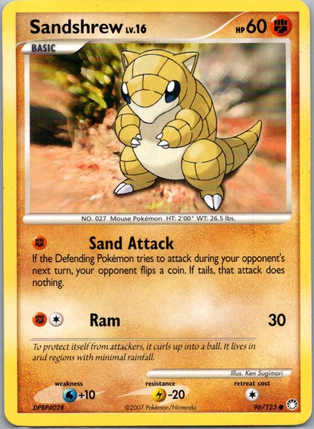 Sandshrew 96/123 Common Mysterious Treasures 2007 NM
