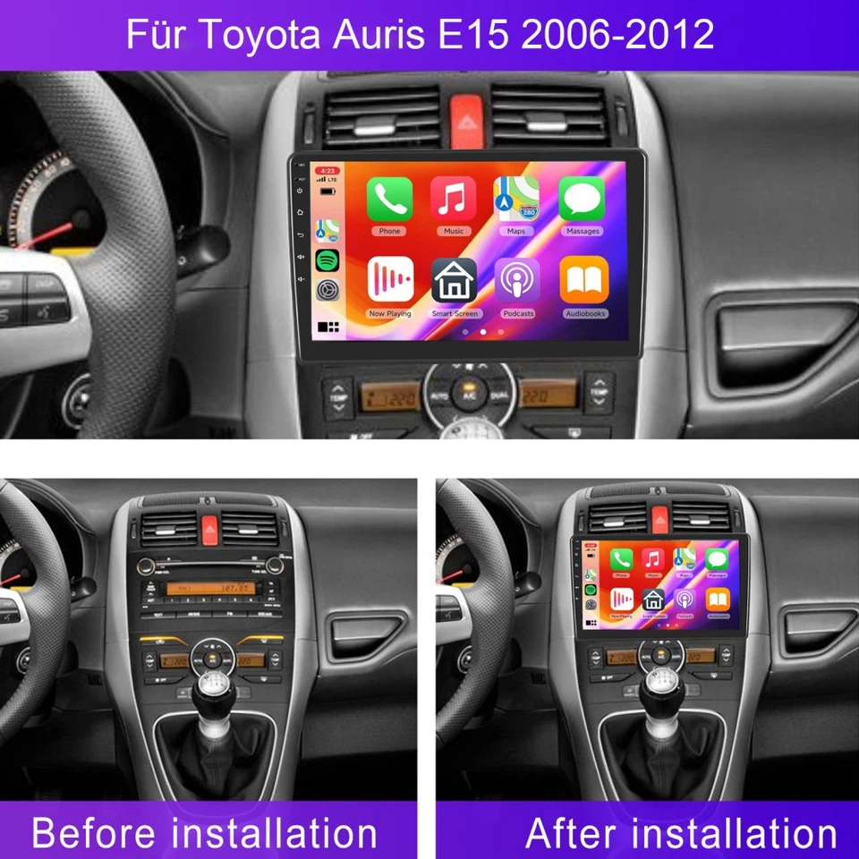 Für Toyota Auris 2006-2012 Autoradio Apple Carplay Android 15 GPS Navi BT Kamera - Bild 4 von 4