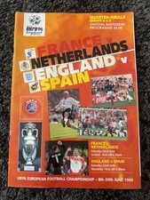 FRANCE V NETHERLANDS / ENGLAND V SPAIN ~ EURO 96 &frac14; FINALS PROGRAMME 22 JUNE 1996