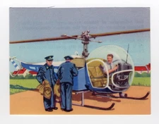 Aviation Card Granose Air Travel 1957. Sabena Airlines Bell Helicopter Postmen