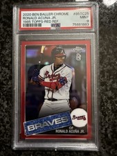 2020 Topps Chrome Ben Baller RONALD ACUNA JR. 1985 Retro Red Refractor #/5 PSA 9