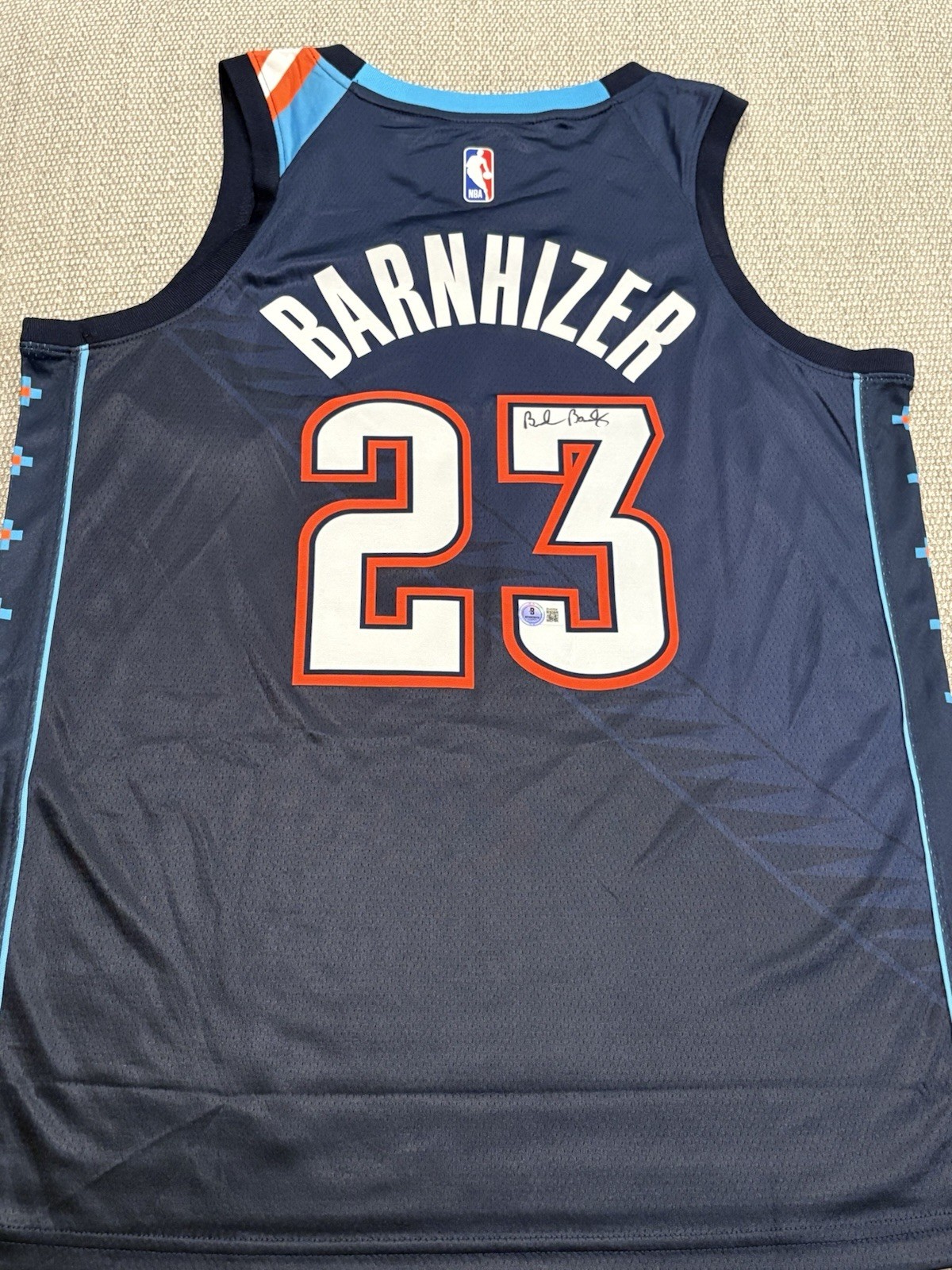 BECKETT COA BROOKS BARNHIZER Signed Autographed OKC Thunder Jersey Oklahoma City 