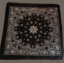 Bandana Black 100 Cotton Neck Head Wrap 22x22 New