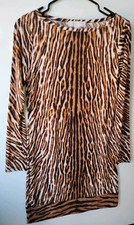 MICHAEL KORS Brown Animal Print Women's Long Dress Small