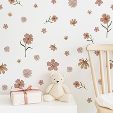Boho Flower Wall Decals,Wildflower Wall Art,Girls Bedroom Removable Flower De...