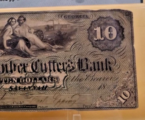 1859 $10 Note PMG 20 Very Fine - Timber Cutter's Bank Savannah Georgia - Image 4 of 4