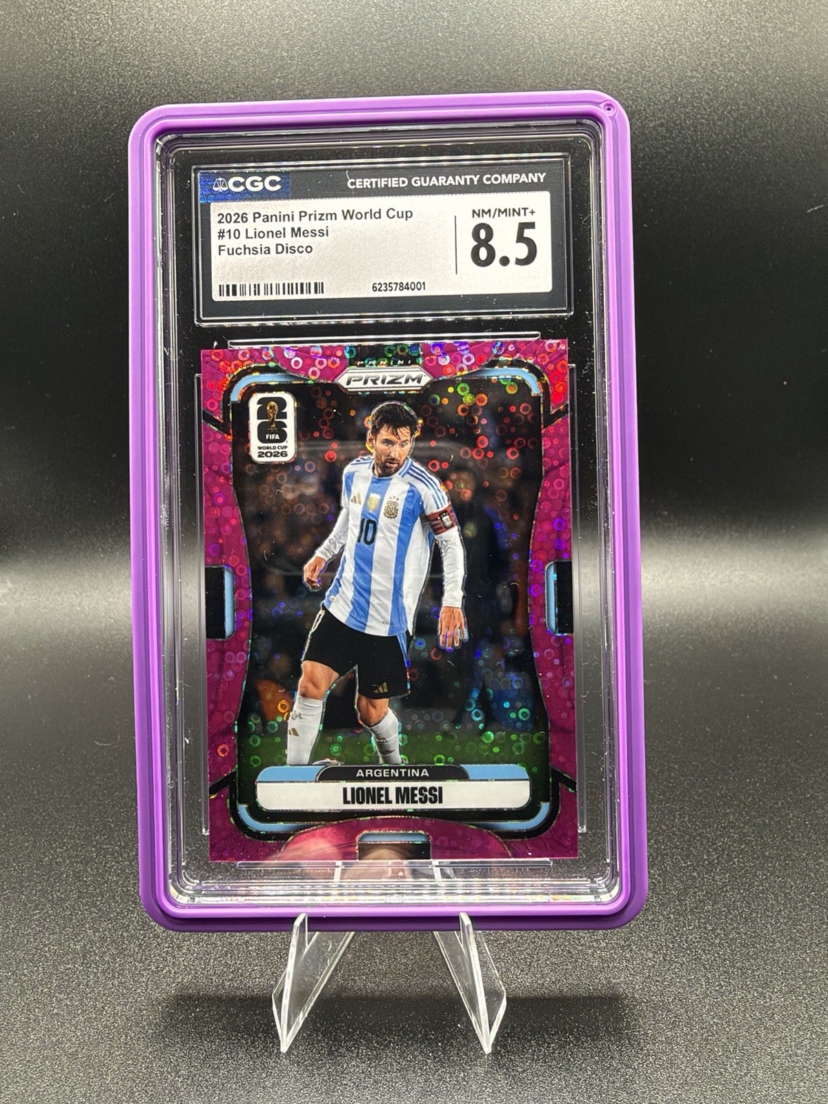 Panini 2026 Prizm FIFA World Cup Lionel Messi #10 Fuchsia Disco Prizm /199