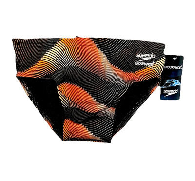 Speedo Endurance+ Swim Briefs Men s Size 28 Team Orange Black Geometric NWT