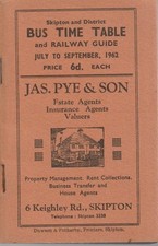 SKIPTON ABC RAIL & BUS TIMETABLE BOOK JUL 1962