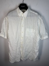 100 Linen YSL Shirt Summer L Size Yves Saint Laurent Button Up w Logo Vintage