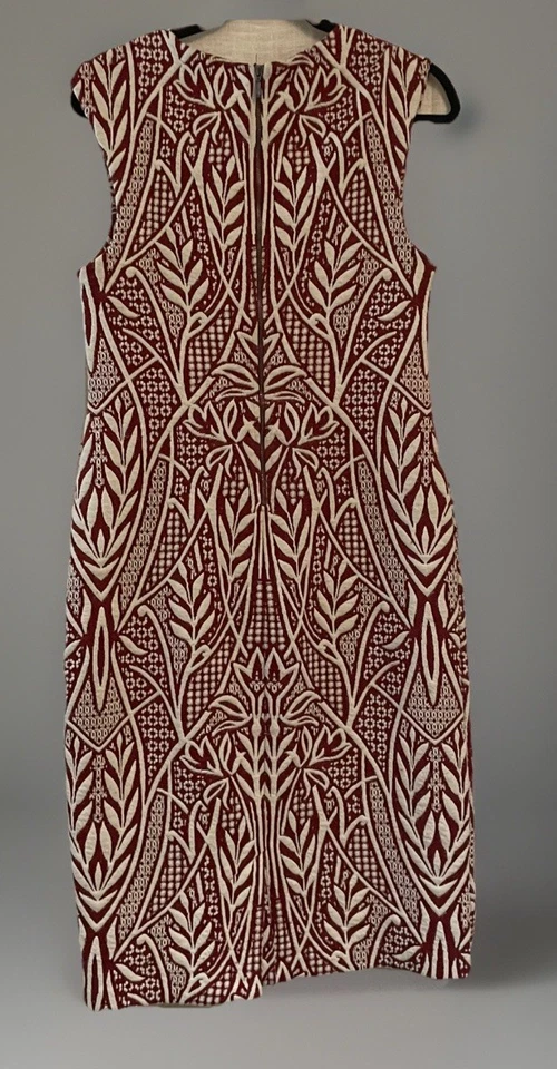 Vestido Anthropologie HD Paris Granate/Blanco Picotage Floral Sin Mangas Talla 10 Foto 2 de 2