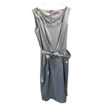 Eliza J Dress Silver Satin Evening Sleeveless Formal Cocktail Hour Sheath Size 8
