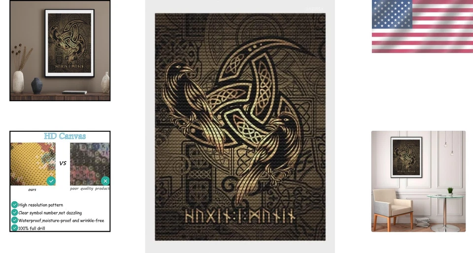 All-inclusive 5D Viking Raven Diamond Painting Kit - Create Stunning Art 12x16 - Изображение 2 из 4