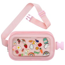 Pink Pin Display Fanny Pack Ita Bag Crossbody Belt Bag for Women Girls